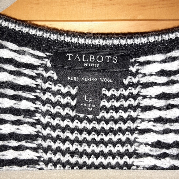 Talbots Petites LP Black &White Wool Sweater - Picture 3 of 3